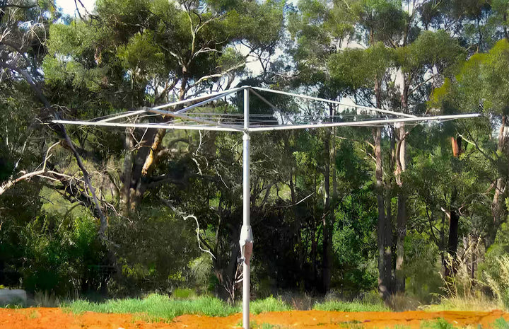 Austral Super 4 Clothes Hoist new installation in backyard with crank in view