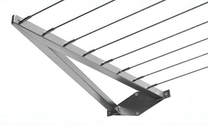 Evolution Fixed Stainless Steel Clothesline view underneath the 8 line variant