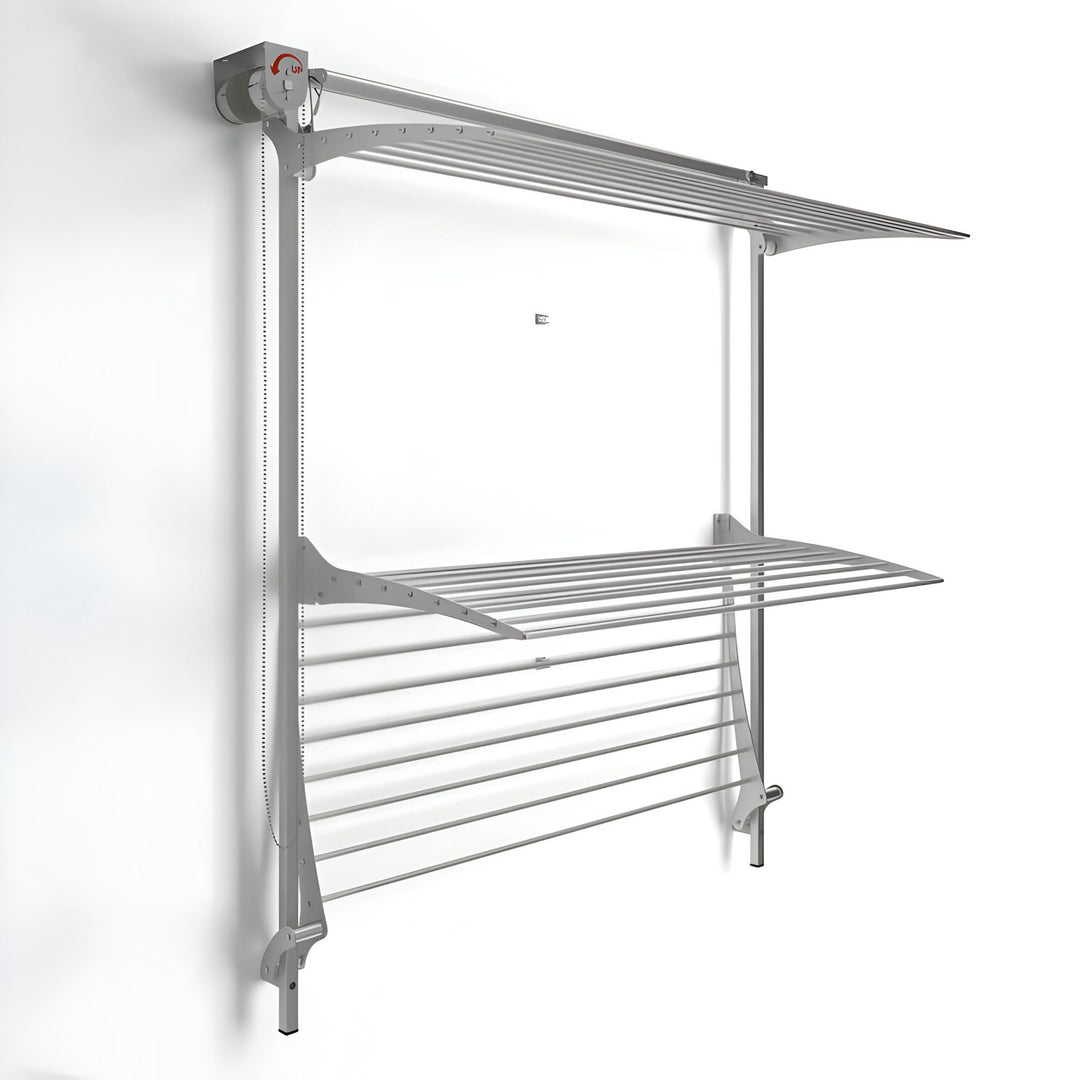 FoxyDry Tower Wall Mounted with top and middle rack flipped down for use